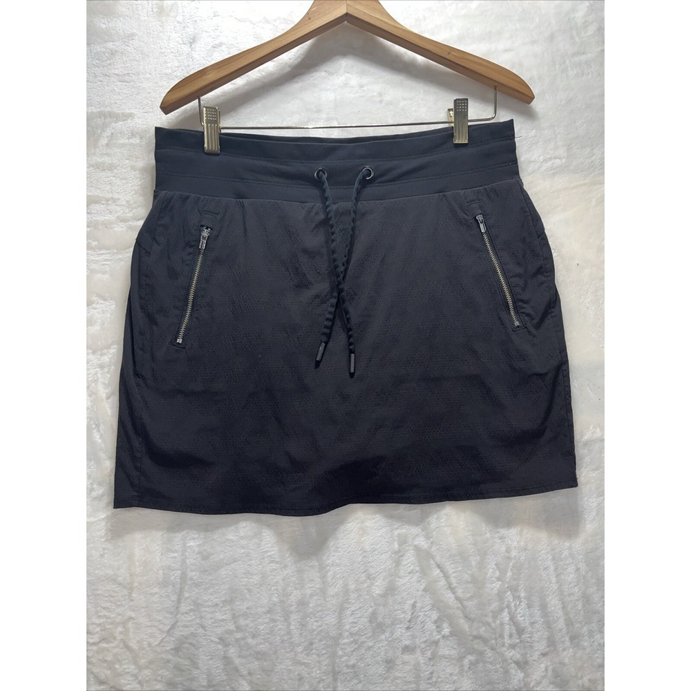Athleta Skirt Women's 8 Black Athletic Skort Zip Pocket Drawstring Tennis Golf